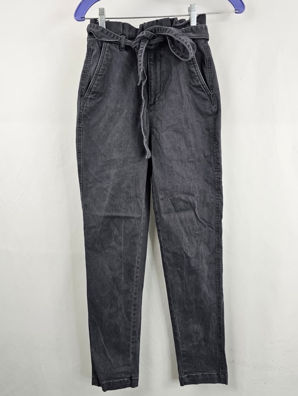 Express Women's Extreme High Rise Paperbag Ankle Pants, Grey, Sz 00R